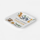 ハッピーバースデー2ワイルドサファリアニマルキッズ ペーパープレート (傾斜あり)