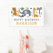 ハッピーバースデー2ワイルドサファリアニマルキッズ 横断幕 (インサイチュ)