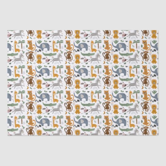 ハッピーバースデー2匹の野生のかわいいサファリの動物 薄葉紙 (正面)