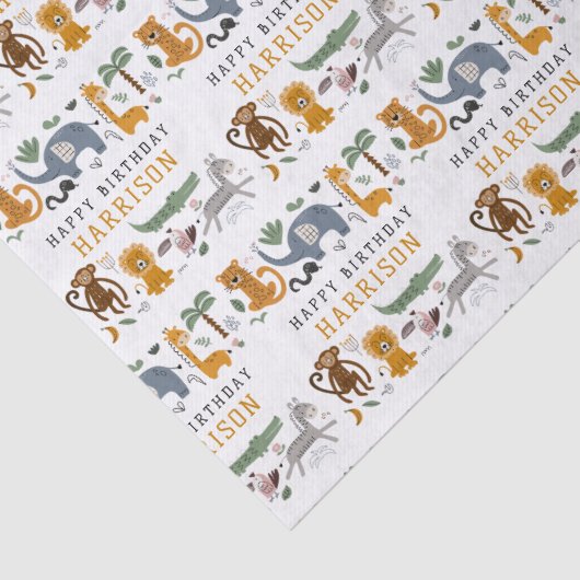 ハッピーバースデー2匹の野生のサファリの動物がパーソナライズ 薄葉紙 (詳細)