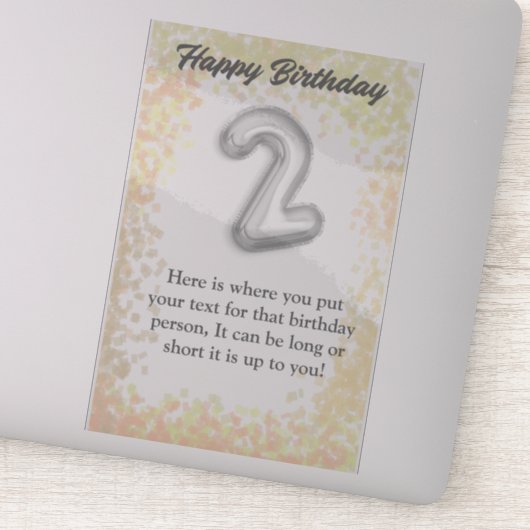 ハッピーバースデー2年前のステッカー シール (詳細)