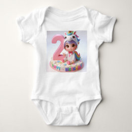 ハッピーバースデー2歳ユニコーン ベビーボディスーツ
