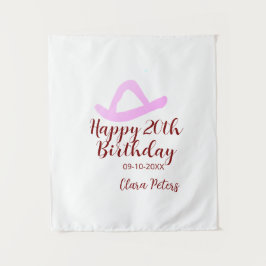 ハッピーバースデー20歳 ピンクカウガール 名前 日付 シミュレーション タペストリー