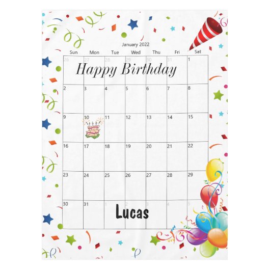 ハッピーバースデー2022年1月テーブルクロス テーブルクロス (正面)