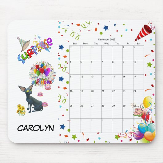 ハッピーバースデー2022年12月カレンダーマウスパッド マウスパッド (正面)