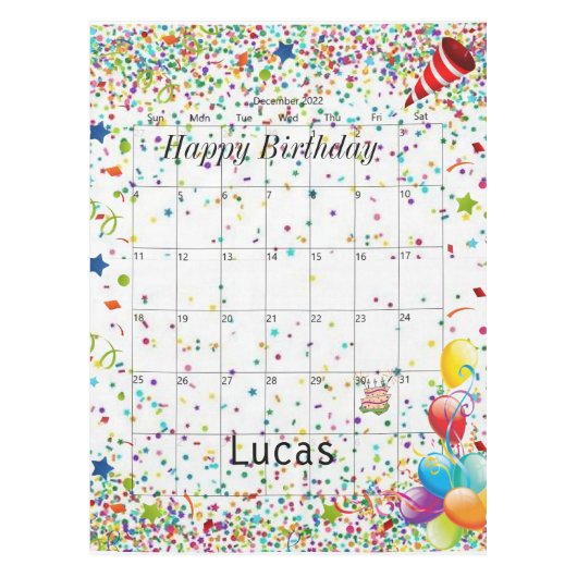 ハッピーバースデー2022年12月テーブルクロス テーブルクロス (正面)