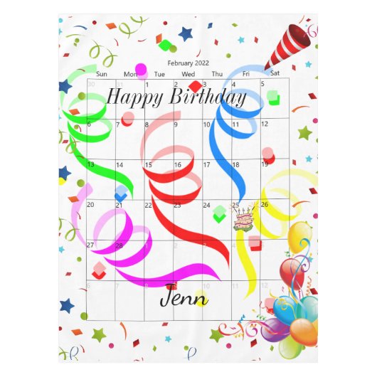 ハッピーバースデー2022年2月テーブルクロス テーブルクロス (正面)