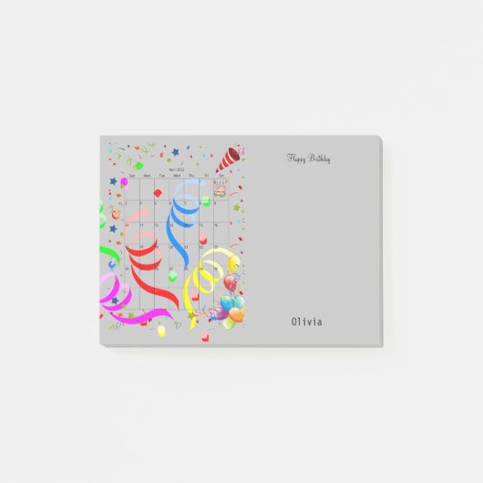 ハッピーバースデー2022年4月Post-It Notes ポストイット (正面)