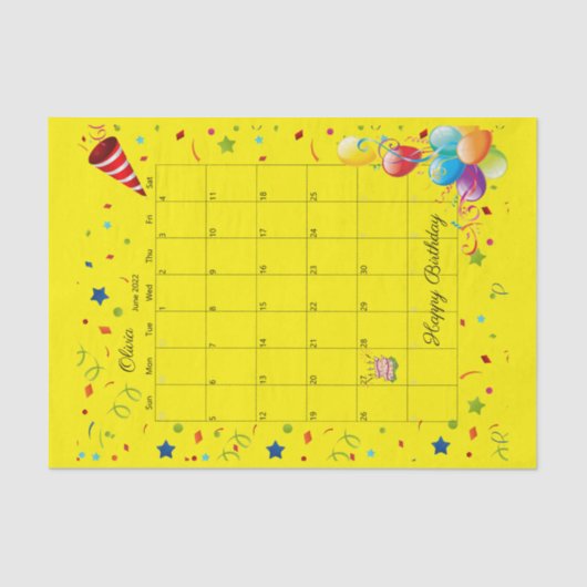 ハッピーバースデー2022年6月ティッシュペーパー 薄葉紙 (正面)