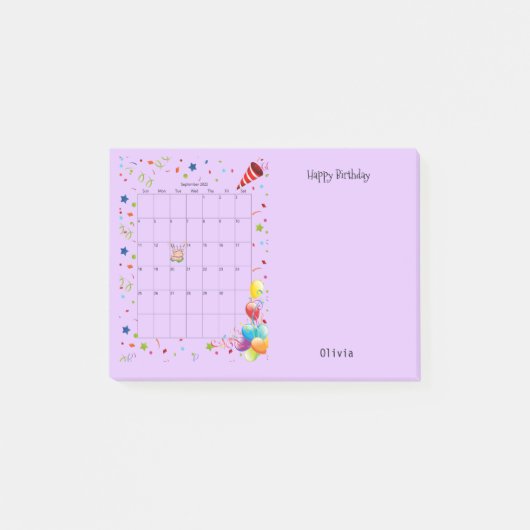 ハッピーバースデー2022年9月Post-It Notes ポストイット (正面)