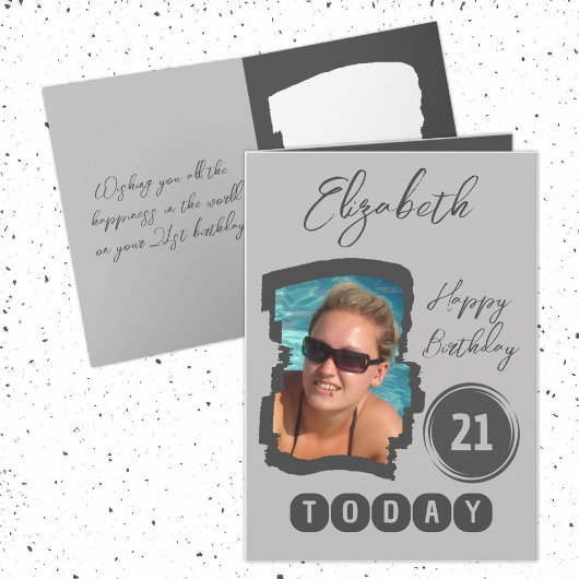 ハッピーバースデー21今日フォトグレーを追加 カード