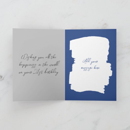 ハッピーバースデー21今日フォトグレーブルーを追加 カード (内部)