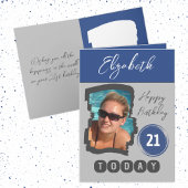 ハッピーバースデー21今日フォトグレーブルーを追加 カード