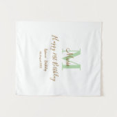 ハッピーバースデー21歳の誕生日グリーン名前イニシャルブラウン タペストリー (正面(横))