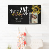 ハッピーバースデー21歳 ゴールドリーフ フォトバックドロップ 横断幕 (インサイチュ)