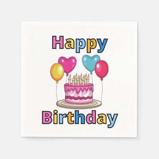 ハッピーバースデー3プライナプキン スタンダードカクテルナプキン (正面)