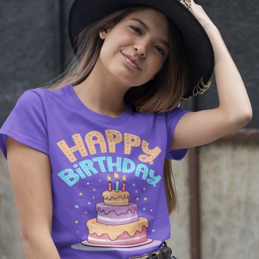 ハッピーバースデー3層お誕生日ケーキ Tシャツ