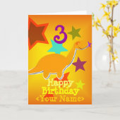 ハッピーバースデー3年の恐竜名刺 カード (黄色い花)
