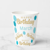 ハッピーバースデー3月の誕生日紙カップ 紙コップ (裏面)