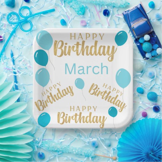 ハッピーバースデー3月の誕生日紙プレート ペーパープレート (パーティー)