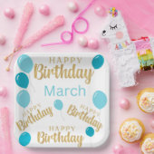 ハッピーバースデー3月の誕生日紙プレート ペーパープレート (パーティー)
