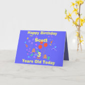 ハッピーバースデー3歳の追加名/変更年齢 カード (黄色い花)