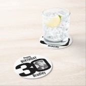 ハッピーバースデー30の名前および写真のペーパーコースター ラウンドペーパーコースター (インサイチュ)