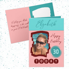 ハッピーバースデー30今日フォトブルゴーニュミントを追加 カード