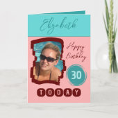 ハッピーバースデー30今日フォトブルゴーニュミントを追加 カード (正面)