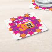 ハッピーバースデー30位名・フォト紙コースター スクエアペーパーコースター (アングル)