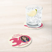 ハッピーバースデー30名とフォト紙コースター ラウンドペーパーコースター (インサイチュ)