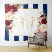 ハッピーバースデー30歳の背景、ネイビーブルー/白/赤 タペストリー (インサイチュ(横))