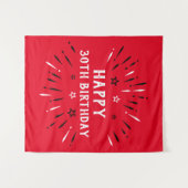 ハッピーバースデー30歳！花火 赤 黒 白 タペストリー (正面(横))