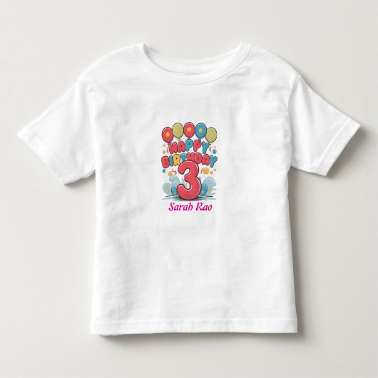 ハッピーバースデー3 ギフト用 トドラーTシャツ (正面)