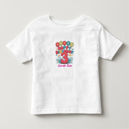 ハッピーバースデー3 ギフト トドラーTシャツ (正面)