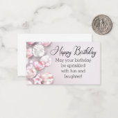 ハッピーバースデー3dカラフルバルーンスタイリッシュピンク ノートカード (正面/裏面インサイチュ)
