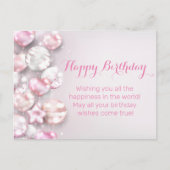 ハッピーバースデー3dカラフルバルーンスタイリッシュピンク ポストカード (正面)