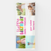 ハッピーバースデー4カラフルフォトキャンドル 横断幕 (縦)