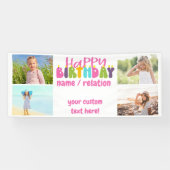 ハッピーバースデー4カラフルフォトキャンドル 横断幕 (横)