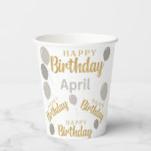 ハッピーバースデー4月の誕生日紙カップ 紙コップ (裏面)