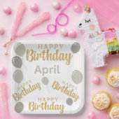 ハッピーバースデー4月の誕生日紙プレート ペーパープレート (パーティー)