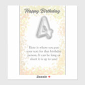 ハッピーバースデー4歳ステッカー シール (シート)