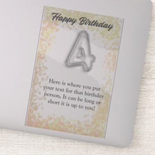 ハッピーバースデー4歳ステッカー シール
