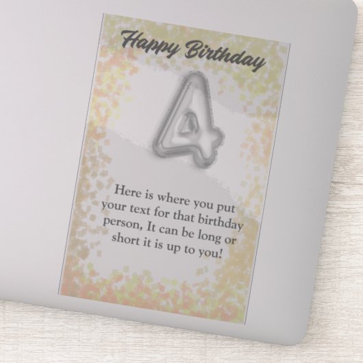 ハッピーバースデー4歳ステッカー シール (詳細)