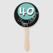 ハッピーバースデー40ティール（緑がかった色）名前をカスタムするハンドファン ハンドファン (裏面)