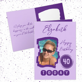 ハッピーバースデー40今日フォトパープルを追加 カード