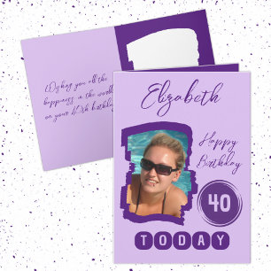 ハッピーバースデー40今日フォトパープルを追加 カード