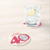 ハッピーバースデー40名とフォト紙コースター ラウンドペーパーコースター (インサイチュ)