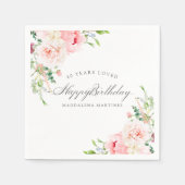 ハッピーバースデー40年愛ピンクフローラ スタンダードカクテルナプキン (正面)