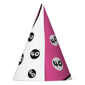 ハッピーバースデー40thピンクのカスタム紙パーティー帽子 パーティーハット (裏面)